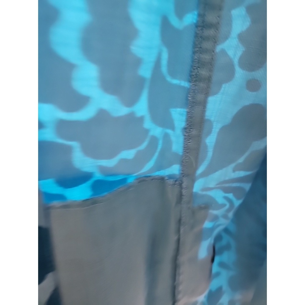 Coldwater Creek Floral‎ Jacket Long Sleeve Teal Blue Full Zip Lined Womens L - Picture 10 of 16